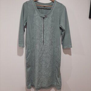 Sandwich boho embroidered coastal cowgirl cotton moto zipper 3/4 sleeve dress